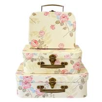 Malas de papelão Amedoo, conjunto de 3 com tampas, flores amarelas