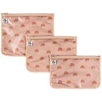 Malas de viagem Tiny Twinkle à prova de bagunça, compatíveis com companhias aéreas, fecho de zíper, bolsa frontal transparente, embalagem de fraldas, organizador de produtos de higiene pessoal ou cosméticos, pacote com 3 pacotes (Boho Rainbow)