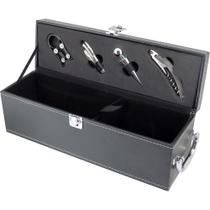 MALBEC ESTOJO VINHO 12x35x11cm SINTÉTICO PRETO 5PÇ COM ACESSÓRIOS