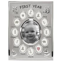Malden International Designs Baby's First Year Collage Picture Frame, 13 Opção, 1-3.5x4, 12-1x1, Prata