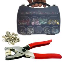 Maleta 200 botoes de pressão metal 35 tic tac para roupas de bebe body mais alicate aplicador de botão de metal 35 Maleta 200 botoes de pressão metal 35 tic tac para roupas de bebe body mais alicate aplicador de botão de metal 35