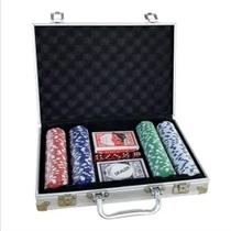 Maleta 200 fichas poker aluminio jogo oficial kit baralho