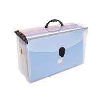 Maleta Arquivo Cristal Com 10 Pastas Suspensas Coloridas