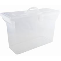 Maleta Arquivo para Pastas Suspensas Documentos Dello Caixa Plástica Organizadora Empilhável Transparente