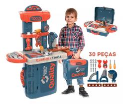 Maleta Bancada Ferramentas Infantil 3 em 1 Construção - Polibrinq