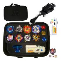 Maleta Beyblade com 8 Beyblades + Lançador Corda Storm Gyro Dazzle Detonation