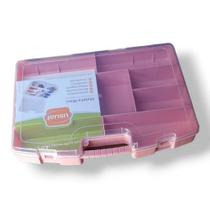 Maleta Box Caixa Organizadora Maxi Azul,Rosa e Transparente Ideal Para Aviamentos,Ferramentas,Maquiagem,Remédios,Pesca,C
