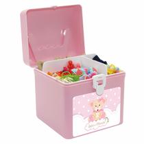 Maleta Com Alça Infantil Rosa Para Organização De Itens De Higiene No Quarto Linha Mãe E Bebê