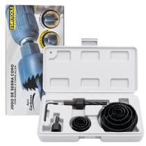 Maleta Com Jogo De Serra Copo Kit 11 Peças Para Madeira Gesso PVC Plástico