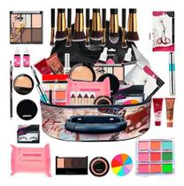 Maleta Com Maquiagem Completa Profissional + Pinceis Bz85-2 - Bazar na Web
