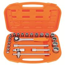 Maleta com Soquetes Estriados e Acessórios 1/2" Milímetros - 23 Peças Tramontina PRO