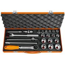 Maleta Com Soquetes Estriados E Acessórios 1/2" Polegadas - 22 Peças Tramontina Pro Tramontina Maleta Com Soquetes Estriados E Acessórios 1/2" Polegadas - 22 Peças Tramontina Pro Tramontina