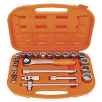 Maleta com Soquetes Estriados e Acessórios 1/2" Polegadas - 23 Peças Tramontina PRO Maleta com Soquetes Estriados e Acessórios 1/2" Polegadas - 23 Peças Tramontina PRO