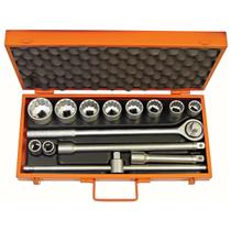 Maleta com Soquetes Estriados e Acessórios 3/4" 14 Peças - Polegadas Tramontina PRO 44854/414