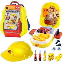 Maleta Construtor 3 em 1 Ferramentas Mochila Capacete 22 Pçs