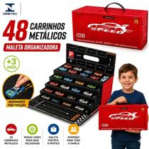 Maleta de Carrinhos com 48 Carrinhos Metálicos e Pista Dobrável Brinquedo Infantil Portátil Maleta de Carrinhos com 48 Carrinhos Metálicos e Pista Dobrável Brinquedo Infantil Portátil
