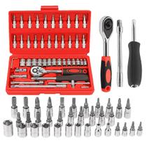 Maleta de Chaves Catraca com Kit Soquete 46 em 1 Troya Tools