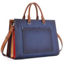 Maleta de couro CLUCI para laptop feminino de 15,6" azul