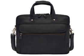 Maleta de couro Luxorro para homens com laptop de 17 polegadas preta Maleta de couro Luxorro para homens com laptop de 17 polegadas preta