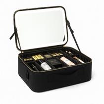 Maleta de Maquiagem com Espelho LED Preto