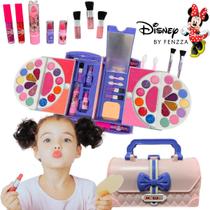 Maleta de maquiagem da minnie com paleta de sombras, batom, brilho, espelho presente