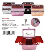 Maleta de Maquiagem e joias com Chave tem cor prata/roxo/rosa/preto