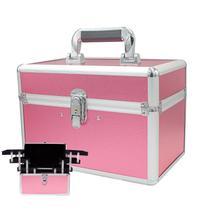 Maleta de Maquiagem Média Rosa Vazia Profissional Elegante
