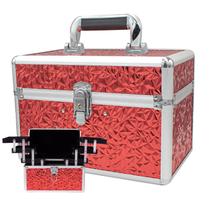 Maleta de Maquiagem Média Rosa Vazia Profissional Elegante