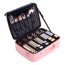 Maleta De Maquiagem Para Maquiador Manicure e Viagem Divisória Ajustável Tamanho G - Rosa