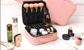 Maleta de Maquiagem Profissional Com Divisória Organização Make Grande Rosa BL1220