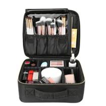 Maleta de maquiagem profissional com divisórias organização make preto P