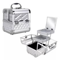 Maleta De Maquiagem Profissional Dobravel Bandeja Espelho Chave