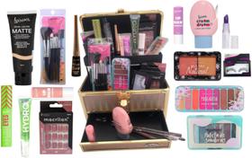 Maleta de maquiagem profissional Rubys Luisance Jasmyne Macrilan completa paleta pincel sombra blush