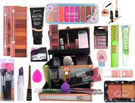 Maleta de maquiagem profissional Rubys Luisance Jasmyne Macrilan completa paleta pincel sombra blush