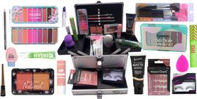 Maleta de maquiagem profissional Rubys Luisance Jasmyne Macrilan completa paleta pincel sombra blush