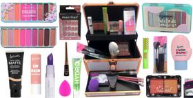 Maleta de maquiagem profissional Rubys Luisance Jasmyne Macrilan completa paleta pincel sombra blush Maleta de maquiagem profissional Rubys Luisance Jasmyne Macrilan completa paleta pincel sombra blush