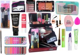 Maleta de maquiagem profissional Rubys Luisance Jasmyne Macrilan completa paleta pincel sombra blush