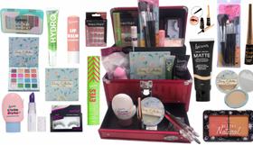Maleta de maquiagem profissional Rubys Luisance Jasmyne Macrilan completa paleta pincel sombra blush
