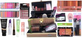 Maleta de maquiagem profissional Rubys Luisance Jasmyne Macrilan completa paleta pincel sombra blush