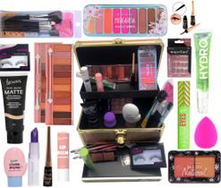 Maleta de maquiagem profissional Rubys Luisance Jasmyne Macrilan completa paleta pincel sombra blush