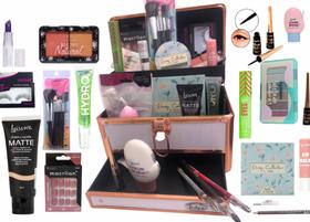 Maleta de maquiagem profissional Rubys Luisance Jasmyne Macrilan completa paleta pincel sombra blush Maleta de maquiagem profissional Rubys Luisance Jasmyne Macrilan completa paleta pincel sombra blush