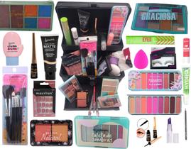 Maleta de maquiagem profissional Rubys Luisance Jasmyne Macrilan completa paleta pincel sombra blush