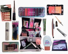 Maleta de maquiagem profissional Rubys Luisance Jasmyne Macrilan completa paleta pincel sombra blush