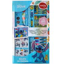 Maleta de Pintura 64 ITENS STITCH Plastica Molin COR Azul
