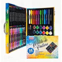 Maleta de Pintura completa 58 peças canetinha touch brush pen lapis cor aquarela giz retratil pincel