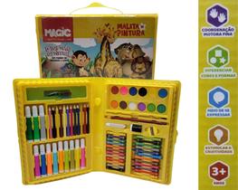 Maleta de Pintura Estojo Escolar 86 Peças Infantil Completo Presente Lápis Desenhos Canetinhas Colorir Giz - Magic