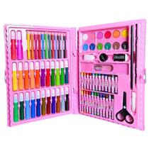Maleta de Pintura Infantil 86 Peças Estojo com Lápis de Cor Canetinhas Giz de Cera e Aquarela