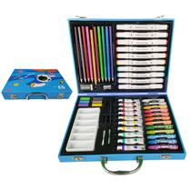 Maleta de Pintura Infantil Criança Estojo 53 Peças Canetinha Lapis de Cor Pincel Tinta Pintura Desenho Criatividade Lazer Diversao