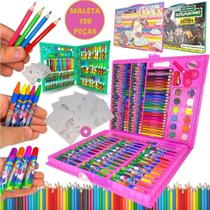 Maleta de Pintura Infantil Estojo Kit 150 Peças Desenhar e Colorir Unicórnio - Fun Game