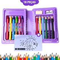 Maleta de Pintura Infantil Estojo Pequeno Desenhos Kit Colorir Giz Menina Menino Criança - Estojo de Pintura PREMIUM